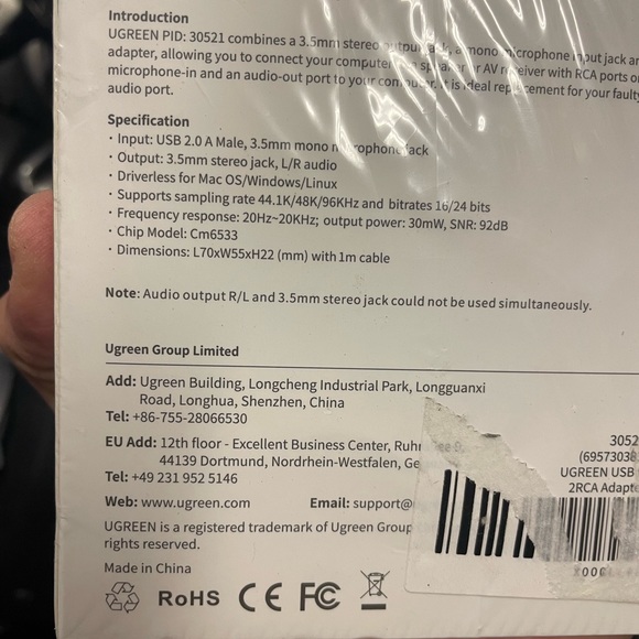 Computer interface Usb New 
RCA audio connectors - Picture 2 of 6